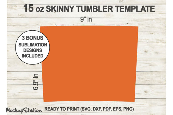 15 Oz Skinny Tumbler Template for Crafts and Graphics