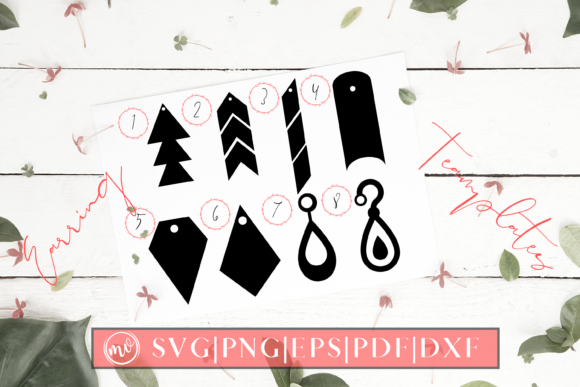 8 Earrings Template Bundle for Crafts and Graphics