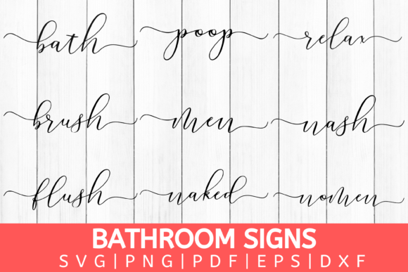 Bathroom Signs Bundle - 9 for Crafts and Graphics