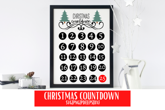 Christmas Countdown Calendar SVG for Crafts and Graphics