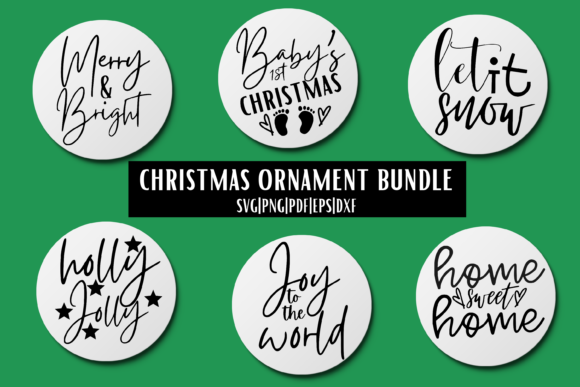 Christmas Ornament SVG Bundle - 6 for Crafts and Graphics