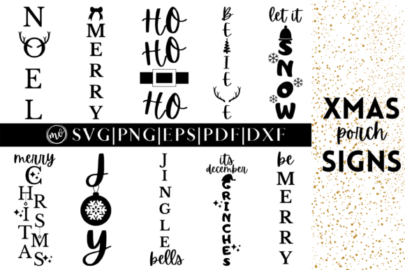 Christmas Porch Sign SVGs Bundle - 10 for Crafts and Graphics