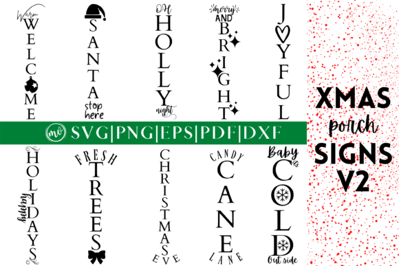 Christmas Porch Sign SVGs Bundle - V2 for Crafts and Graphics