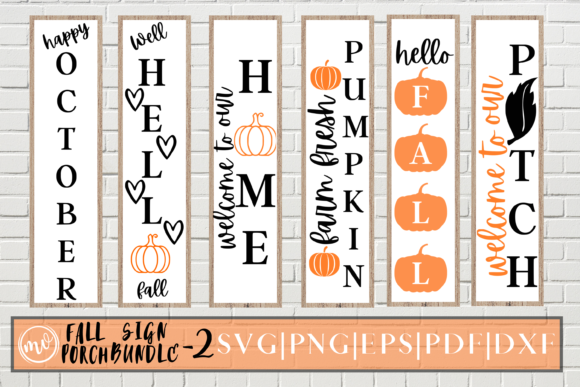 Fall Porch Sign SVG Bundle VOL-2 6 for Crafts and Graphics