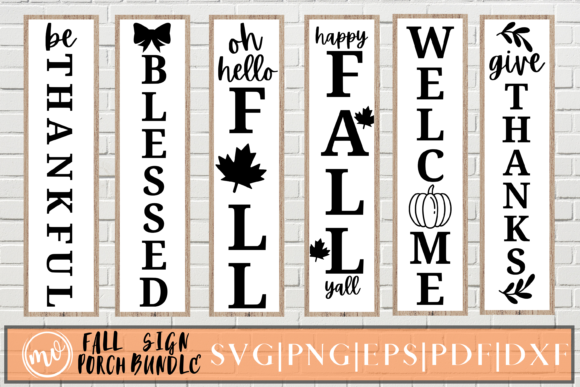 Fall Porch Signs SVG Bundle - 6 for Crafts and Graphics
