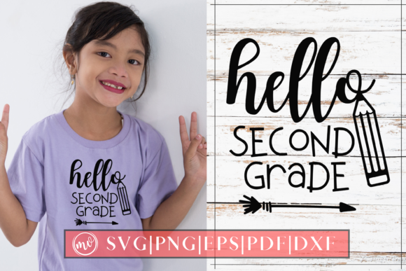 Hello Second Grade Design Cut File for Graphics and Crafts