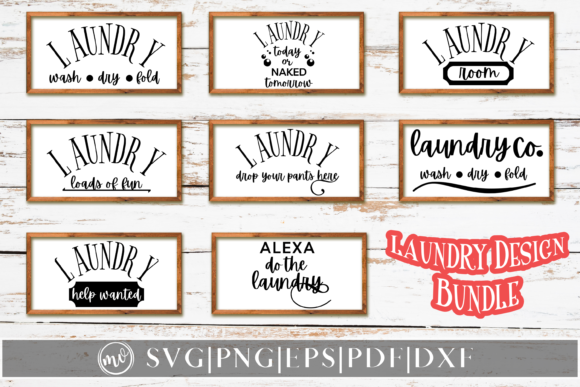 Laundry Sign SVG Design Bundle - 8 for Crafts and Graphics