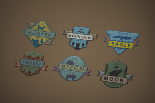 Vintage Colored Adventure Badges Set for Branding and Graphics
